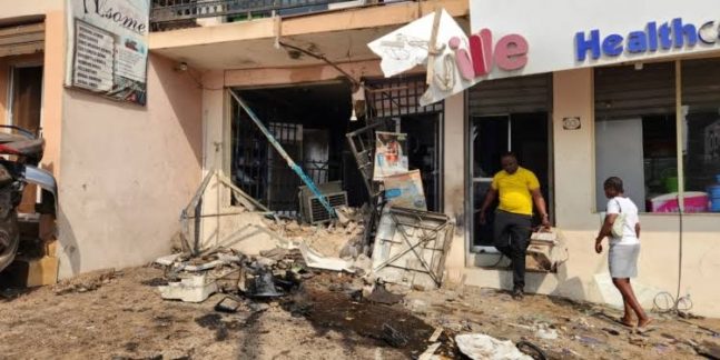 Motorcyclist Dies, Others Injured As Vehicle Rams Into Pharmacy In Oyo