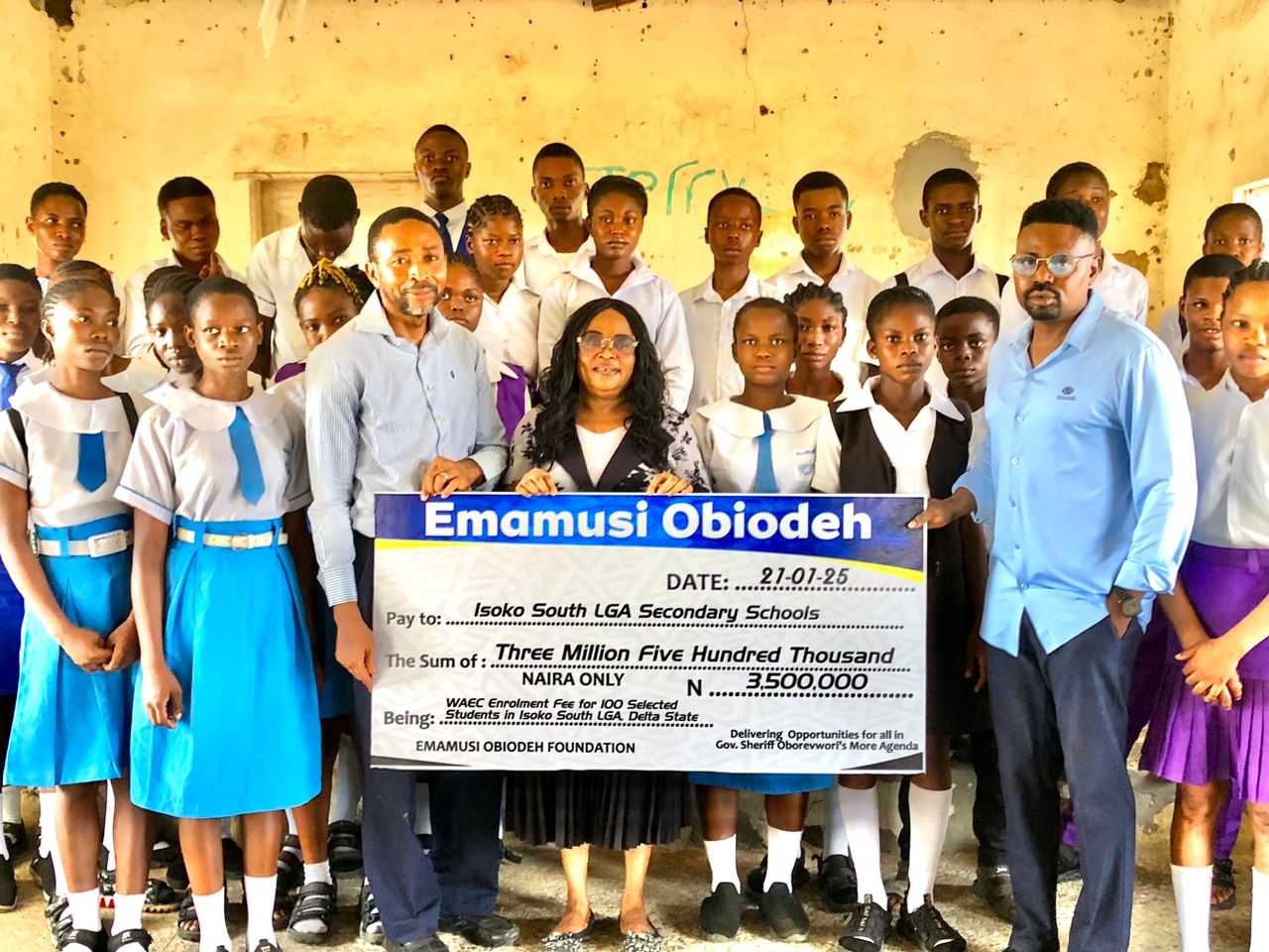 Oborevwori's MORE Agenda gets boost as Obiodeh pays WAEC