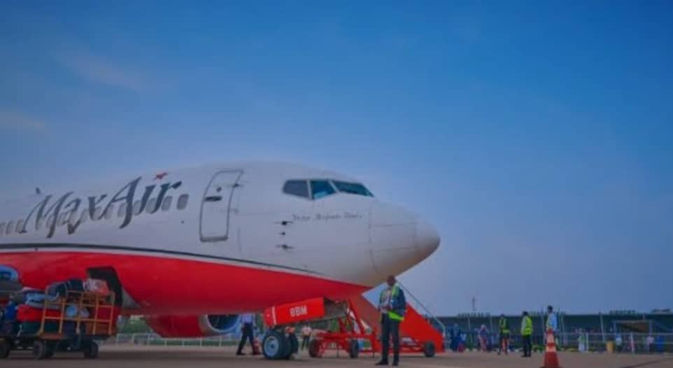 JUST IN: Tension As Max Air Aircraft Tyre 'Explodes' In Kano Kano