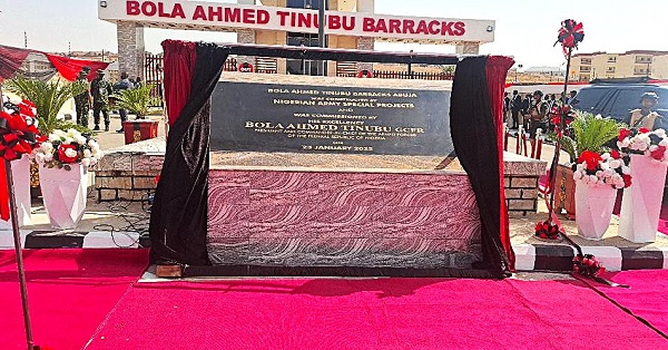 Tinubu Commissions Bola Ahmed Tinubu Barracks, Lauds Armed Forces As Heroes