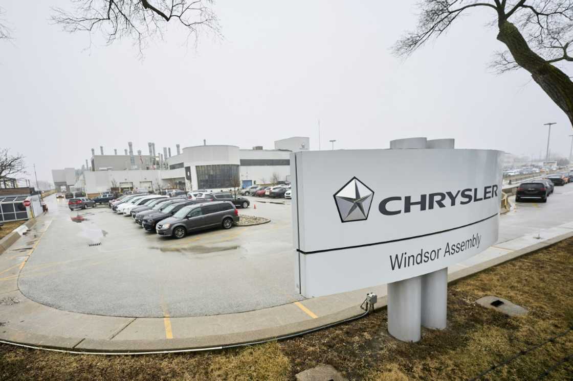 The Chrysler Windsor Assembly Plant sign sits at the edge of the Stellantis facility in Windsor, Ontario, Canada, on January 31, 2025