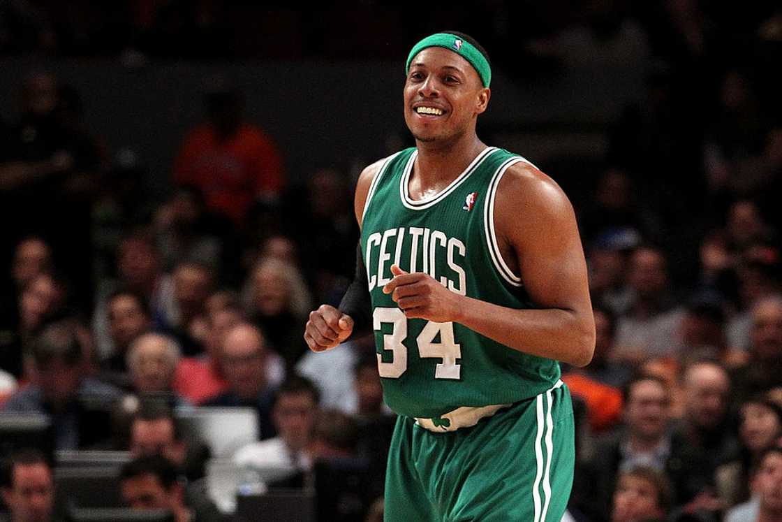 Paul Pierce reacts against the New York Knicks in Game Three of the Eastern Conference Quarterfinals