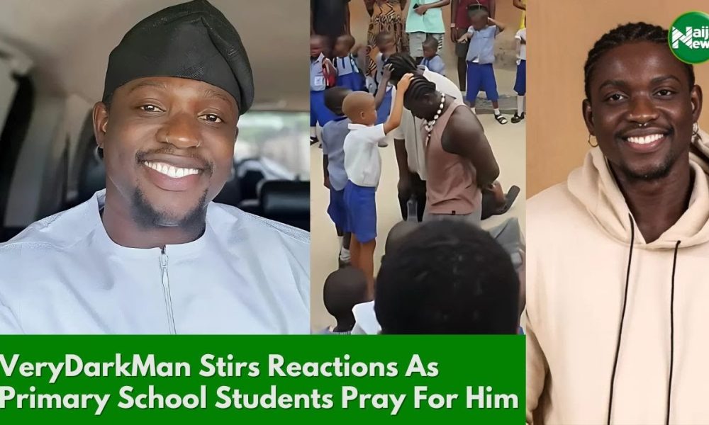 VeryDarkMan Stirs Reaction As He Kneels While Primary School Pupils Pray For Him