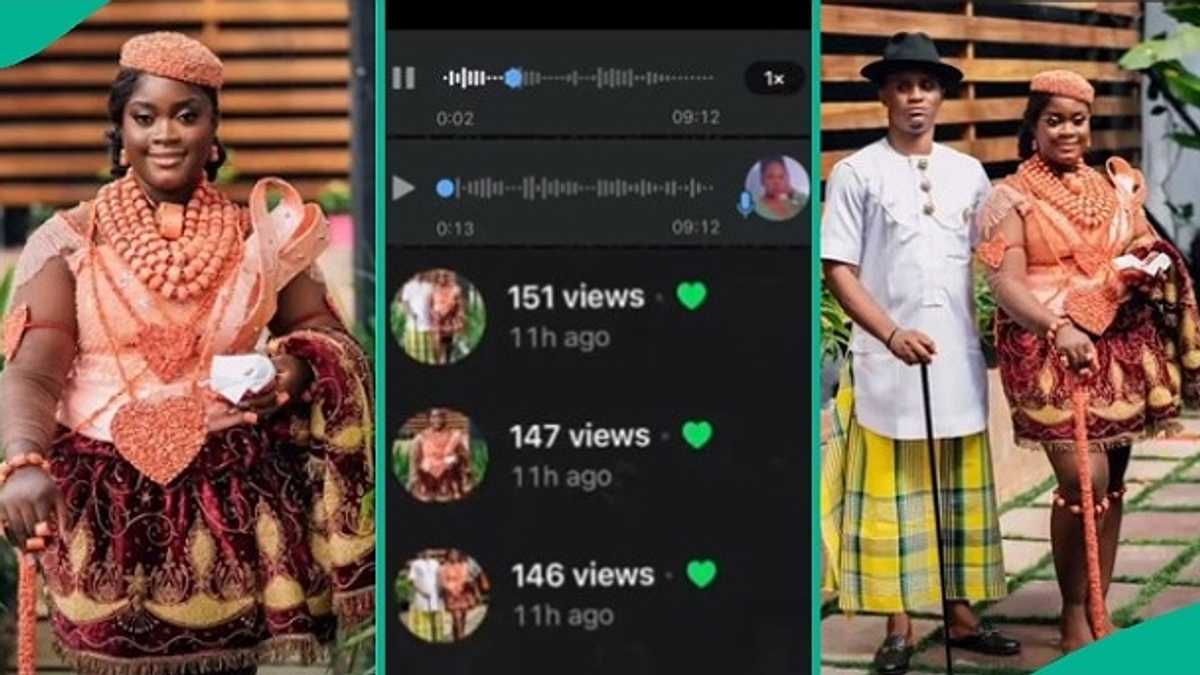 Lady Who Posted Wedding Photos on WhatsApp Cries Out after Receiving 'Insensitive' Voice Note