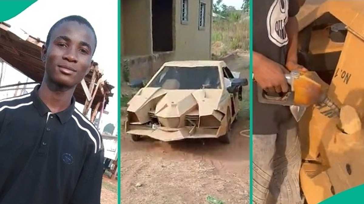 Boy Who Constructed Lamborghini-inspired 'Car' Takes It to Fuel Station in Video, People Gather